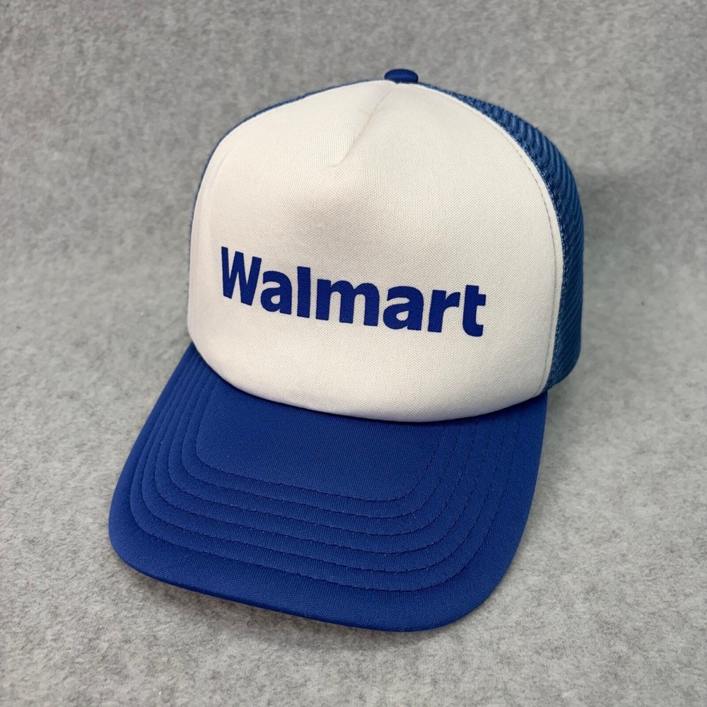 Walmart Corporate Logo OSFM Blue White Snapback Mesh Trucker Hat Cap